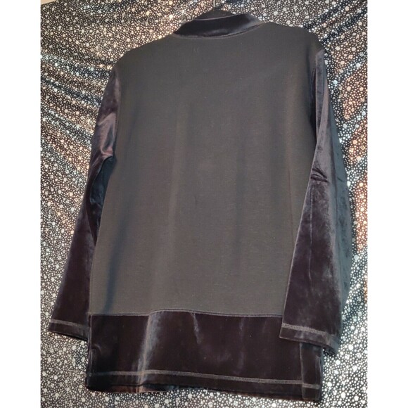 Coldwater Creek Womens Velvet‎ Floral Top Long Sleeve Black/Gray Size Medium - Picture 4 of 11